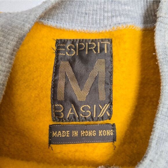 VINTAGE 80s Esprit spellout golden yellow crew neck boxy sweater sweatshirt M - Picture 5 of 10